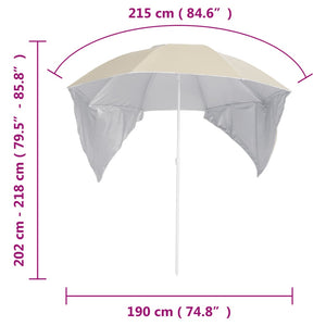 Strandschirm Sandfarbe mit Seitenteilen 215 cm