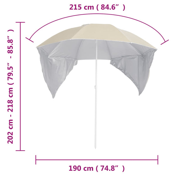 Strandschirm Sandfarbe mit Seitenteilen 215 cm