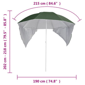 Grüner Strandschirm mit Seitenteilen 215 cm