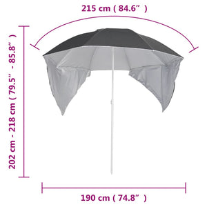 Anthrazit Strandschirm mit Seitenteilen 215 cm