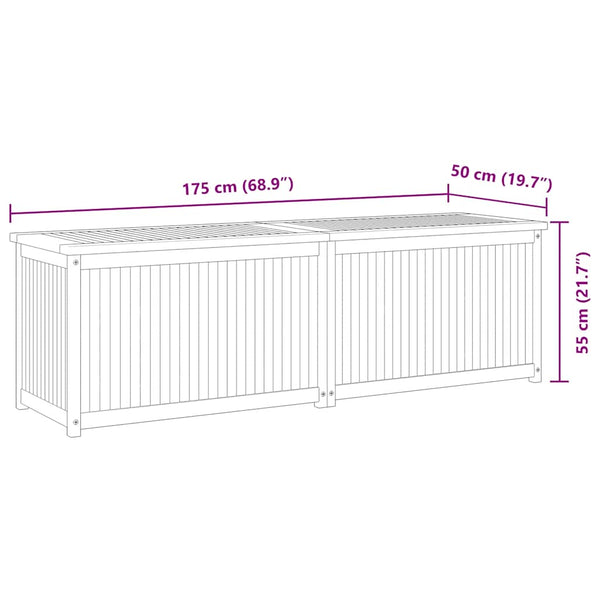 Gartenbox 175x50x55 cm Massivholz Teak
