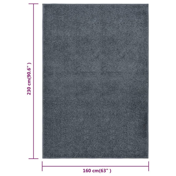 Anthrazit Kurzflor Teppich 160x230 cm