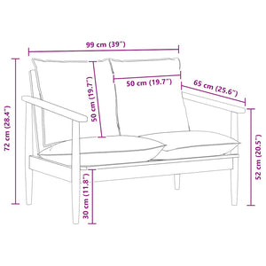 Schwarzes 2-Sitzer Sofa Echtleder Akazie
