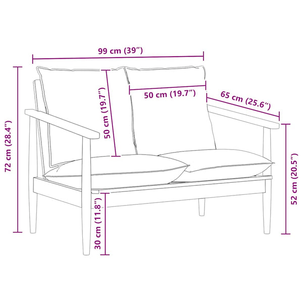 Schwarzes 2-Sitzer Sofa Echtleder Akazie