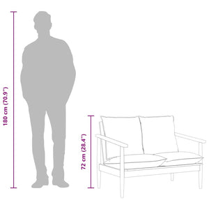Schwarzes 2-Sitzer Sofa Echtleder Akazie