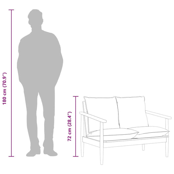 Schwarzes 2-Sitzer Sofa Echtleder Akazie