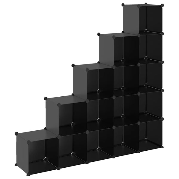 Regalsystem mit 15 Würfeln, Schwarz