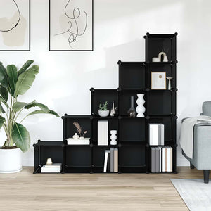 Regalsystem mit 15 Würfeln, Schwarz