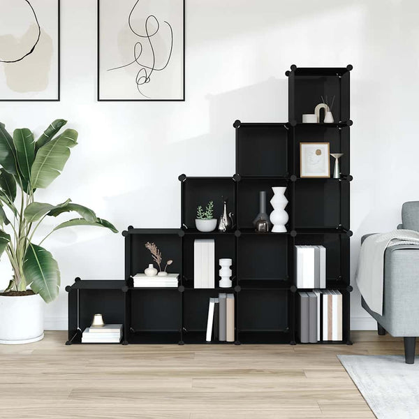 Regalsystem mit 15 Würfeln, Schwarz