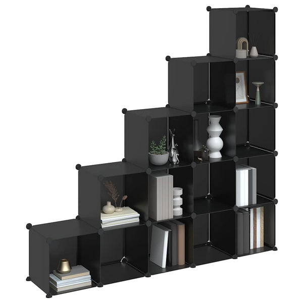 Regalsystem mit 15 Würfeln, Schwarz
