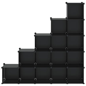 Regalsystem mit 15 Würfeln, Schwarz