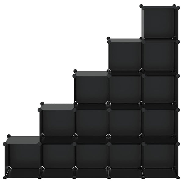 Regalsystem mit 15 Würfeln, Schwarz