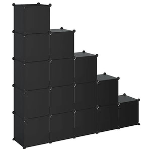 Regalsystem mit 15 Würfeln, Schwarz