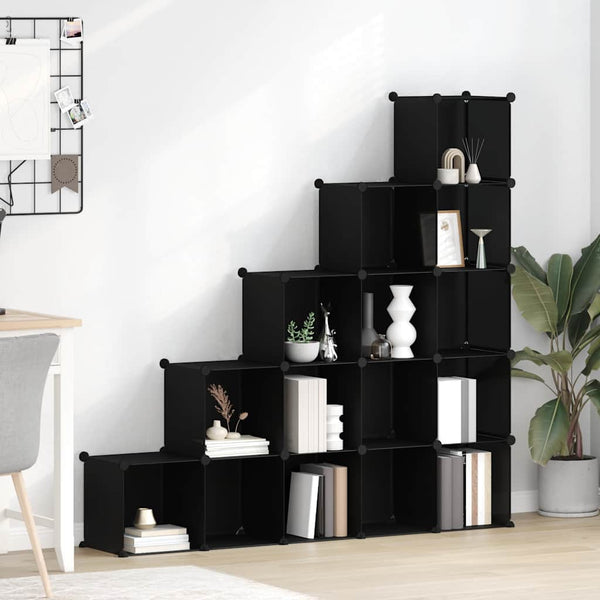 Regalsystem mit 15 Würfeln, Schwarz
