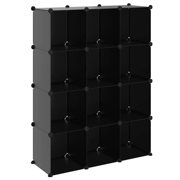 Regalsystem mit 12 Würfeln, Schwarz