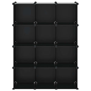 Regalsystem mit 12 Würfeln, Schwarz