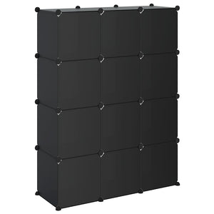 Regalsystem mit 12 Würfeln, Schwarz