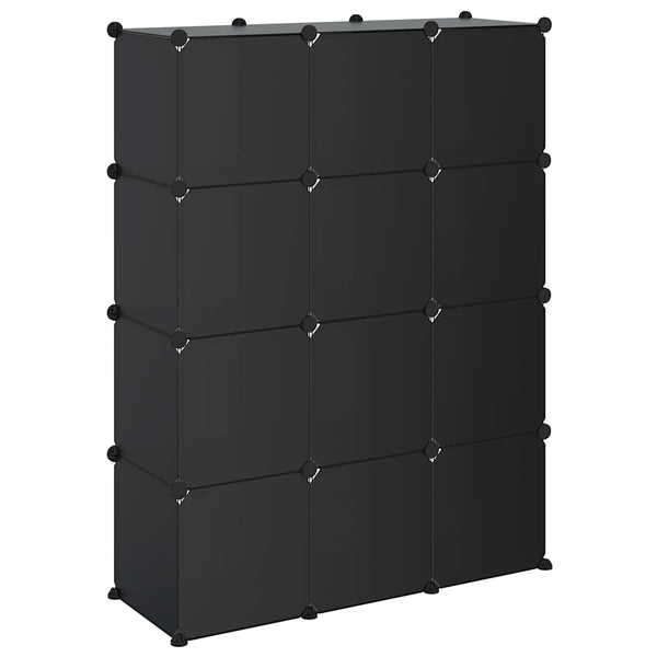 Regalsystem mit 12 Würfeln, Schwarz