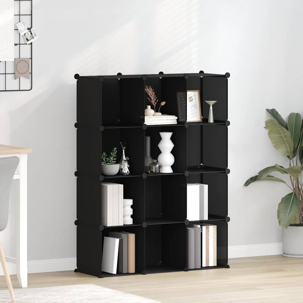 Regalsystem mit 12 Würfeln, Schwarz