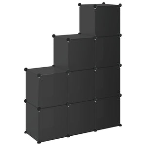 Schwarzes Würfelregal mit 9 Fächern
