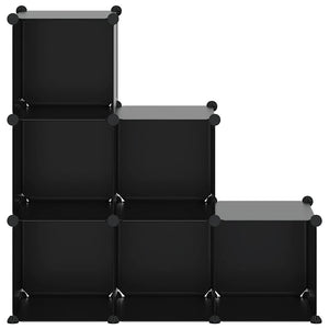 Schuhregal mit 6 Würfeln Schwarz