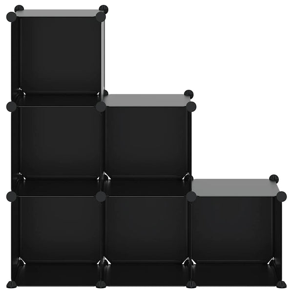 Schuhregal mit 6 Würfeln Schwarz