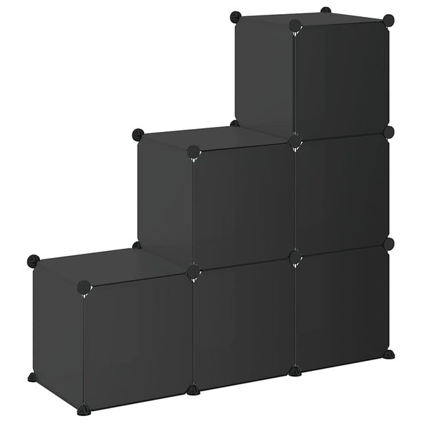 Schuhregal mit 6 Würfeln Schwarz
