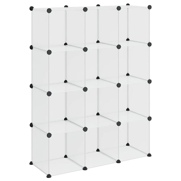 vidaXL Étagère de rangement modulaire à 12 casiers, Transparent, PP