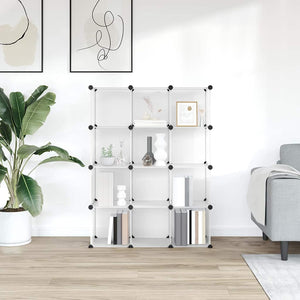 vidaXL Étagère de rangement modulaire à 12 casiers, Transparent, PP