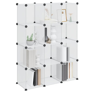 vidaXL Étagère de rangement modulaire à 12 casiers, Transparent, PP