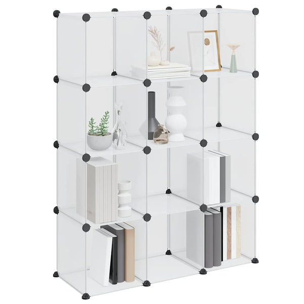 vidaXL Étagère de rangement modulaire à 12 casiers, Transparent, PP