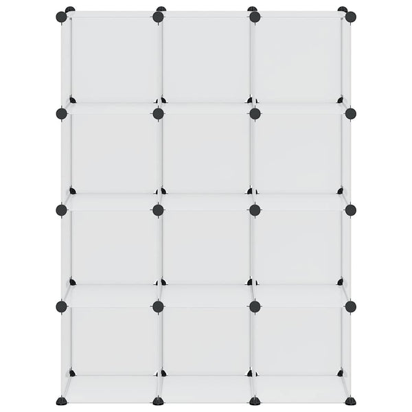 vidaXL Étagère de rangement modulaire à 12 casiers, Transparent, PP