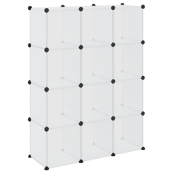 vidaXL Étagère de rangement modulaire à 12 casiers, Transparent, PP
