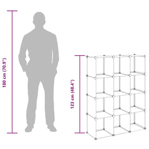 vidaXL Étagère de rangement modulaire à 12 casiers, Transparent, PP