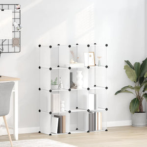 vidaXL Étagère de rangement modulaire à 12 casiers, Transparent, PP