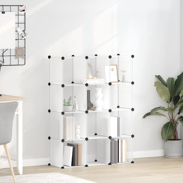 vidaXL Étagère de rangement modulaire à 12 casiers, Transparent, PP