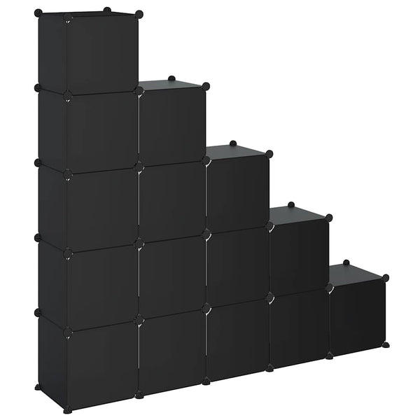 Regalsystem mit 15 Würfeln Schwarz
