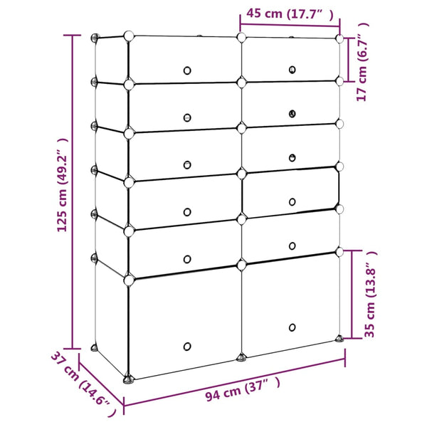 Schuhregal Schwarz 94x37x125 cm