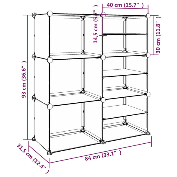 Transparentes Schuhregal 84x31,5x93 cm