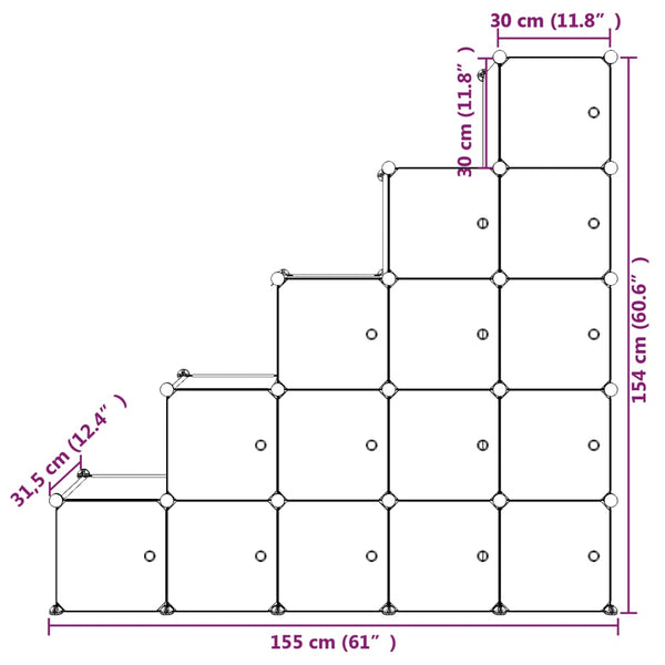 Modularer Kinderschrank mit 15 Würfeln