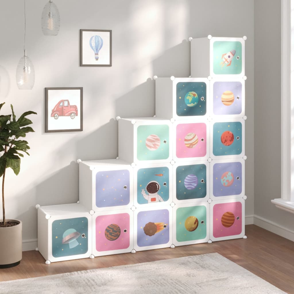Modularer Kinderschrank mit 15 Würfeln