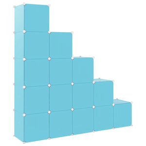Modularer Kinderschrank mit 15 Würfeln, Blau