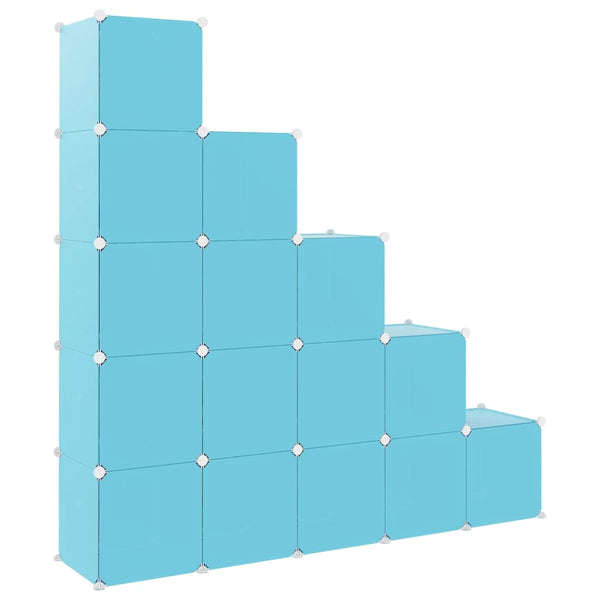 Modularer Kinderschrank mit 15 Würfeln, Blau