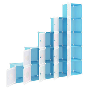 Modularer Kinderschrank mit 15 Würfeln, Blau