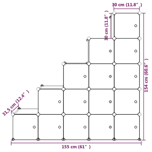 Modularer Kinderschrank mit 15 Würfeln, Blau