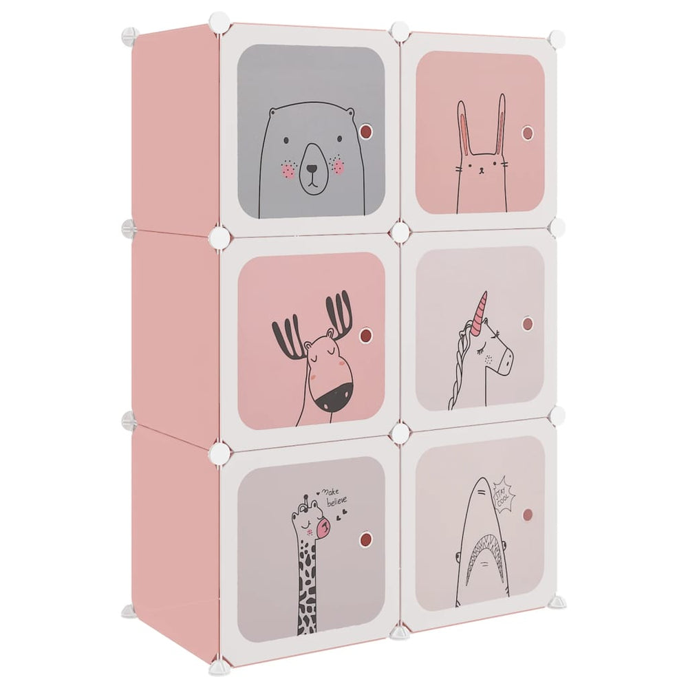 Modularer Kinderschrank mit 6 Würfeln, Rosa