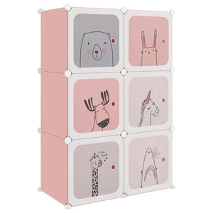 Modularer Kinderschrank mit 6 Würfeln, Rosa