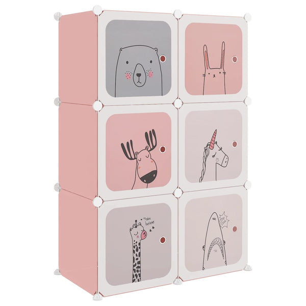 Modularer Kinderschrank mit 6 Würfeln, Rosa