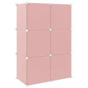 Modularer Kinderschrank mit 6 Würfeln, Rosa