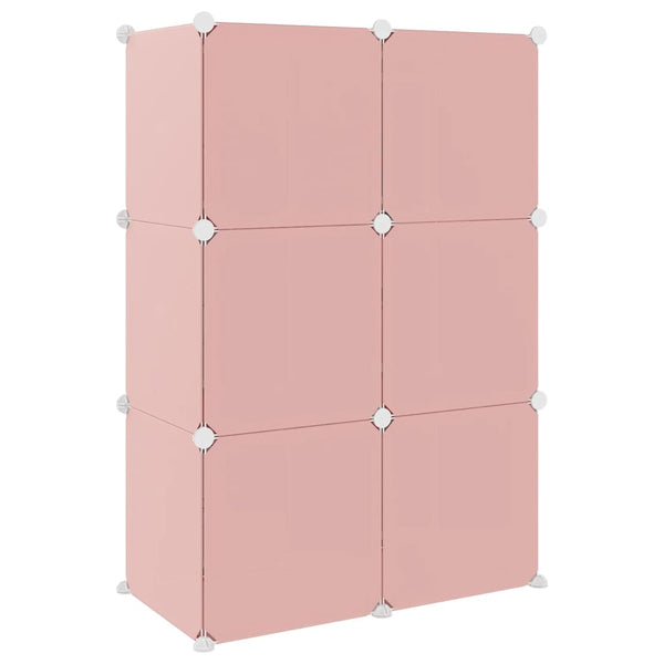 Modularer Kinderschrank mit 6 Würfeln, Rosa